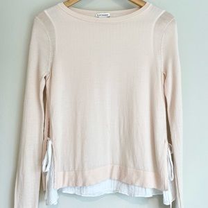 Club Monaco pink layered top sweater with white cotton inner size s